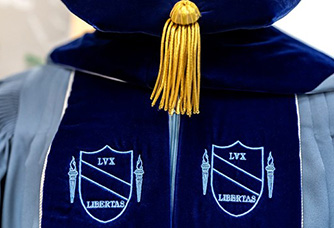 Close-up of a doctoral robe from UNC